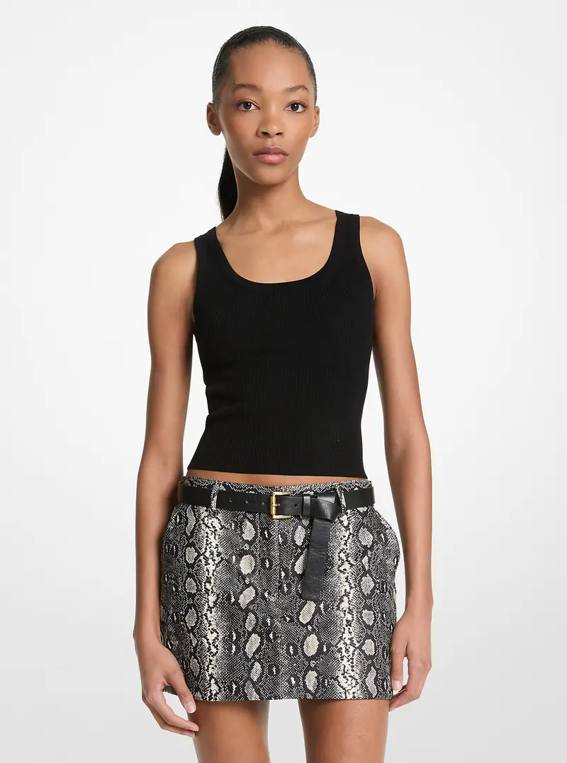 MK Minigonna in pelle stampa serpente - Naturale - Michael Kors