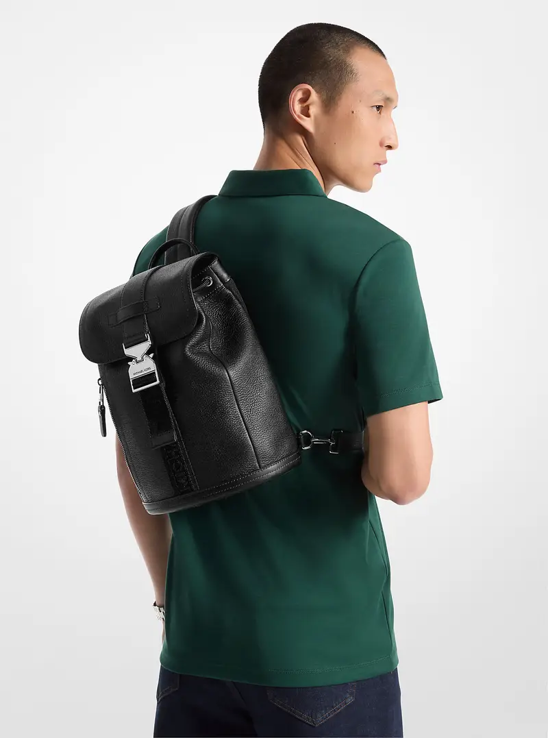 MK Monospalla stile aviatore Hudson in pelle - Nero - Michael Kors miniatura 3