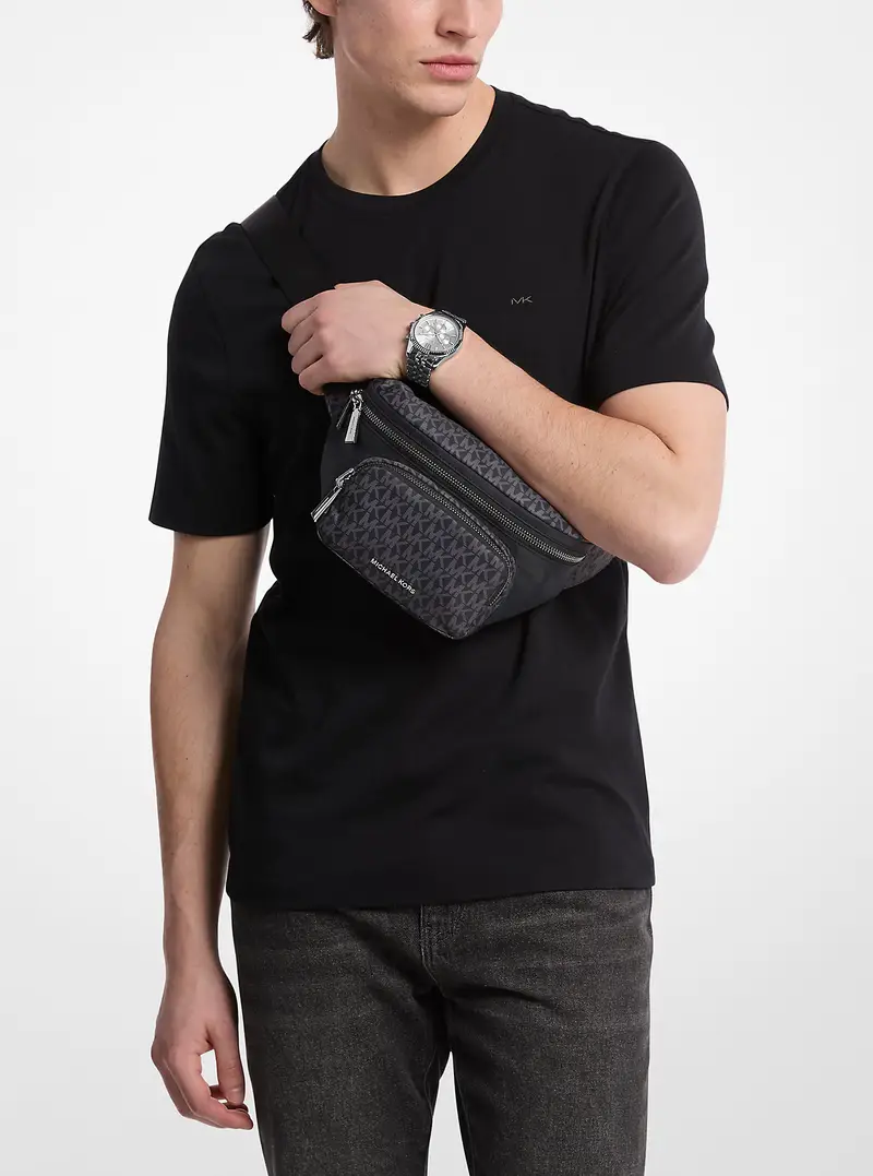 MK Monospalla Tanner in nylon con stampa logo - Nero - Michael Kors miniatura 2