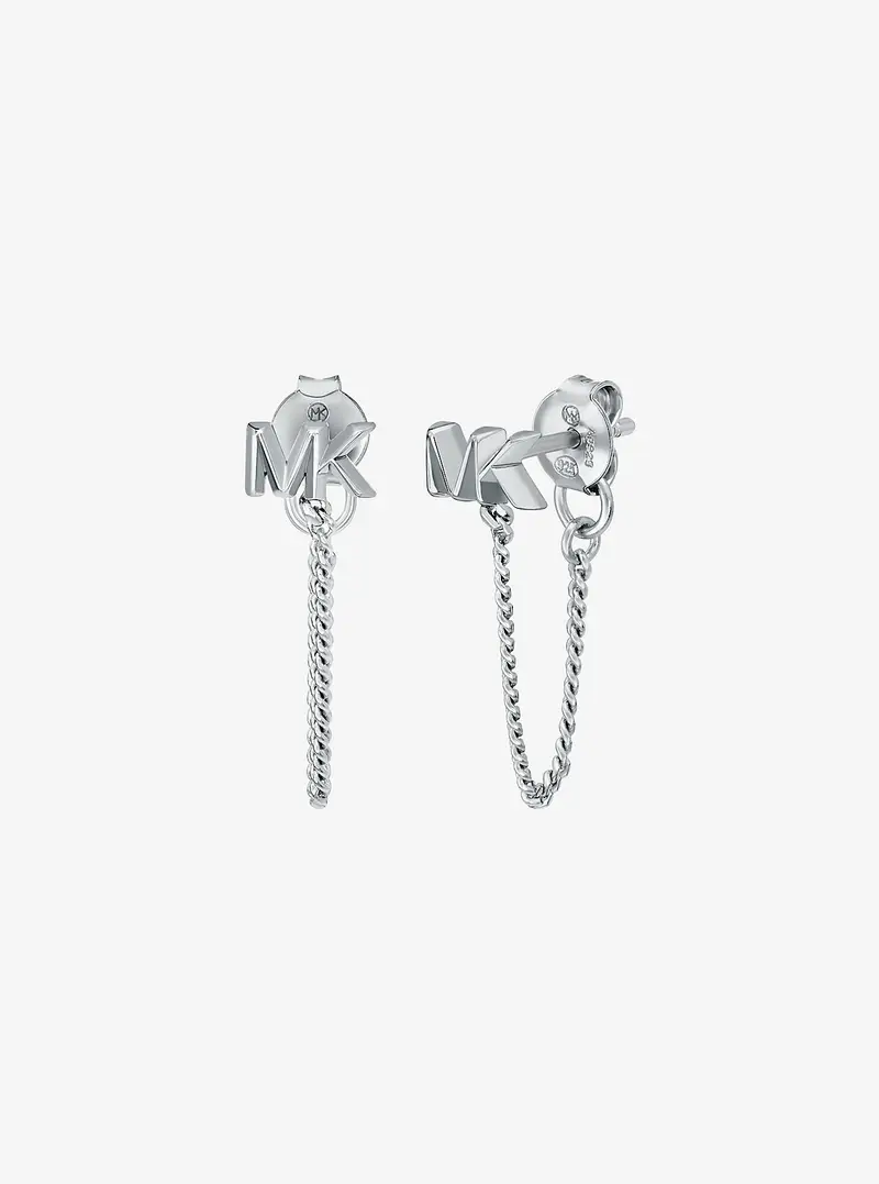 MK Orecchini a catena con logo in argento sterling con placcatura in metallo prezioso - Argento - Michael Kors