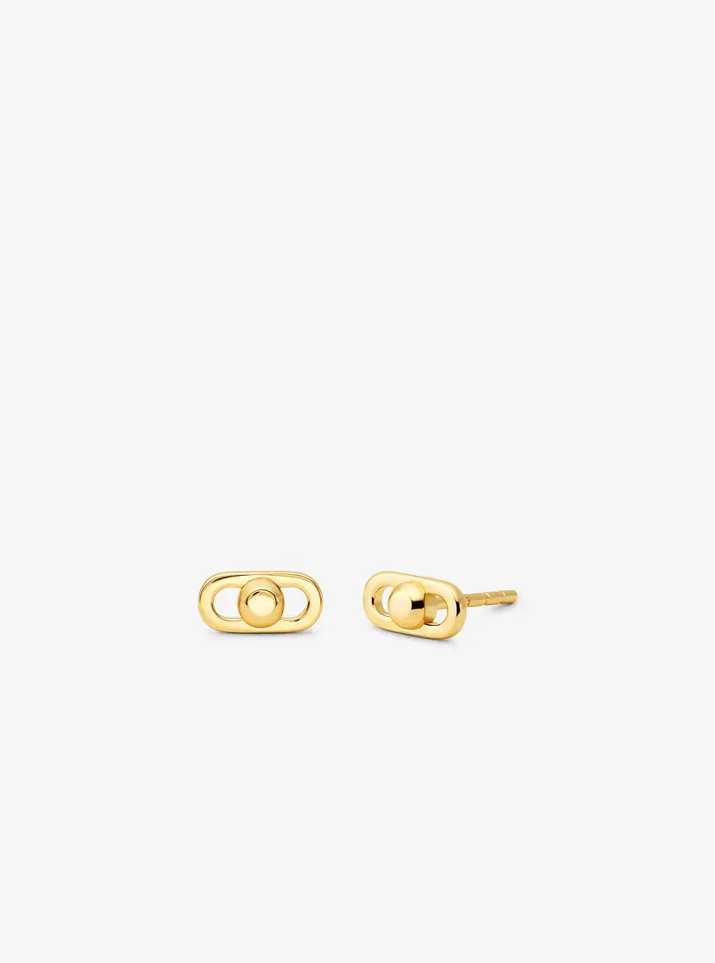 MK Orecchini Astor extra-small con maglie a catena in argento sterling placcato in metallo prezioso - Oro - Michael Kors