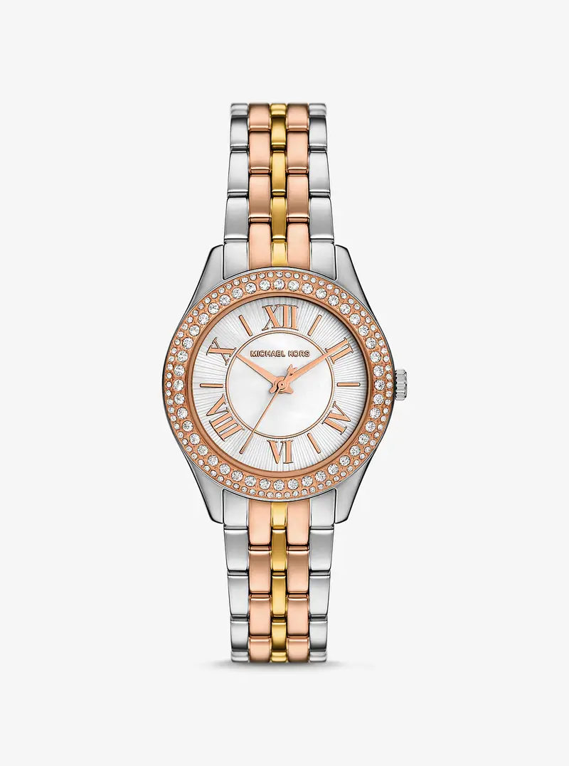 MK Orologio mini Harlowe tricolore con pavé - Argento - Michael Kors
