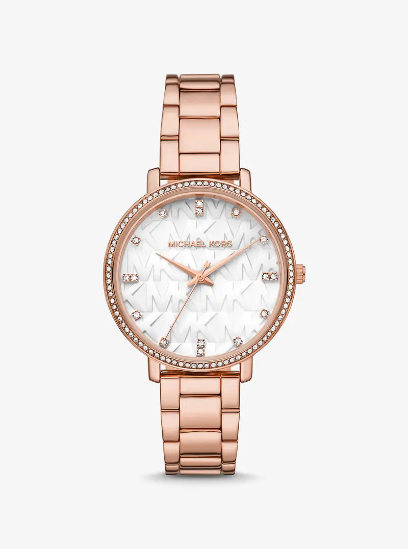 MK Orologio Pyper tonalità oro rosa con pavé e logo - Oro Rosa - Michael Kors miniatura 2