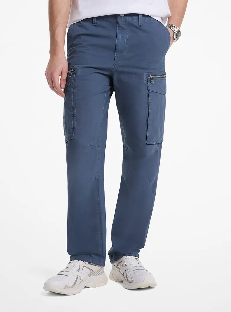 MK Pantalone cargo in popeline di cotone stretch - Blu - Michael Kors