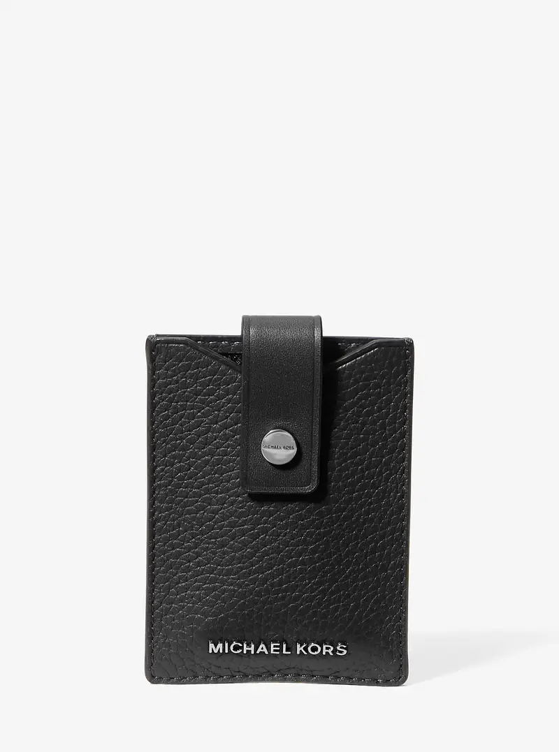 MK Portacarte Hudson in pelle martellata con chiusura a scatto - Nero - Michael Kors