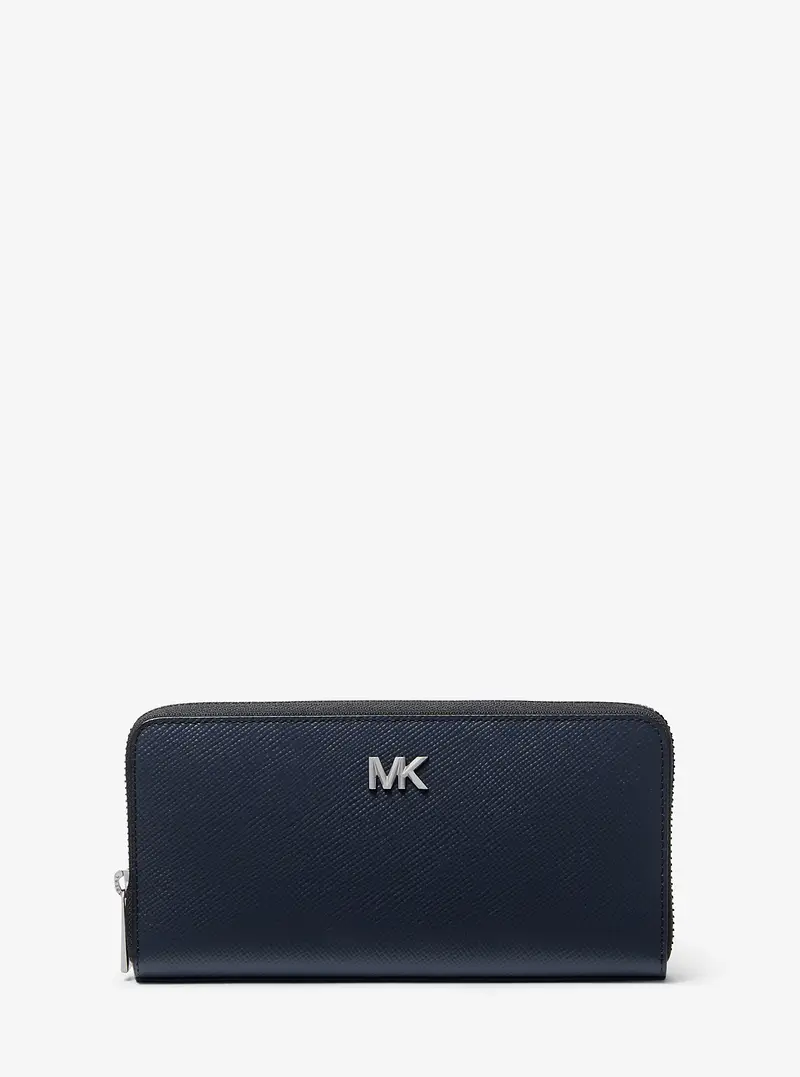 MK Portafoglio Edison in pelle zip-around - Blu - Michael Kors