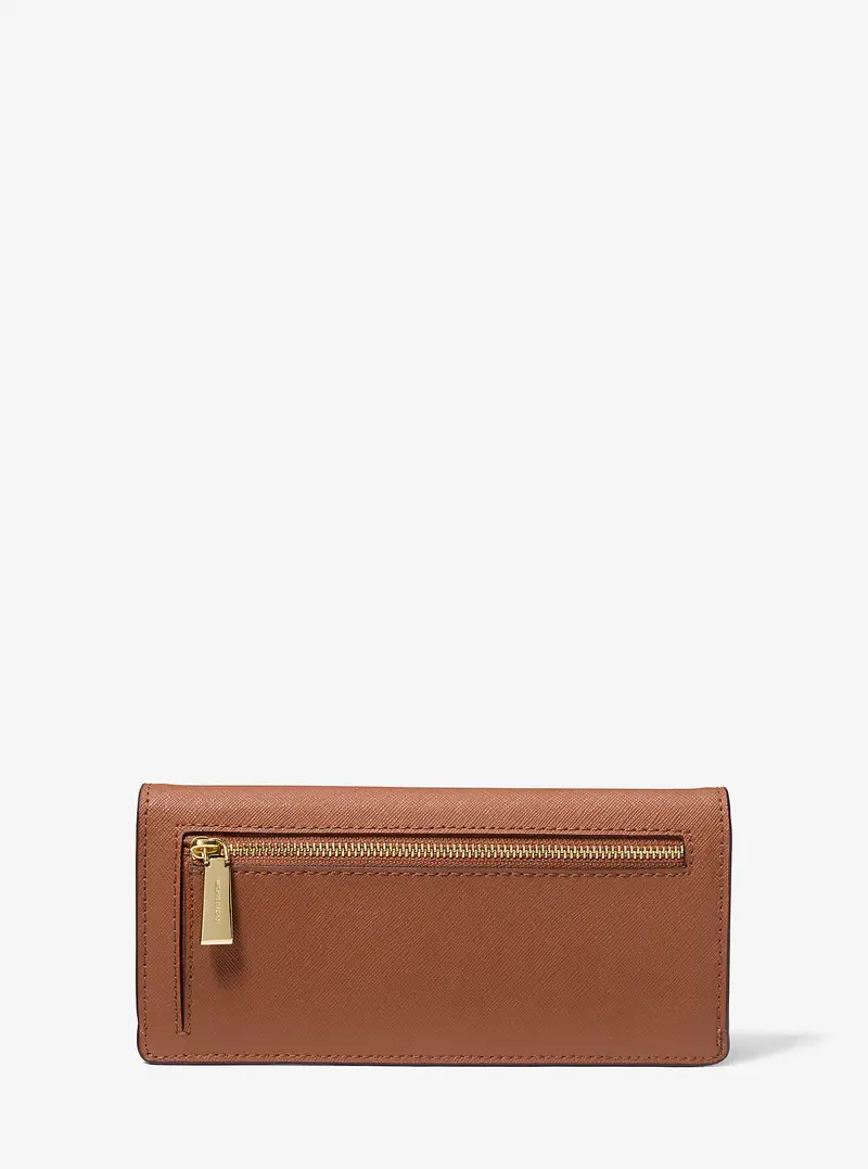 MK Portafoglio Jet Set grande in pelle Saffiano con chiusura a scatto - Marrone - Michael Kors miniatura 2