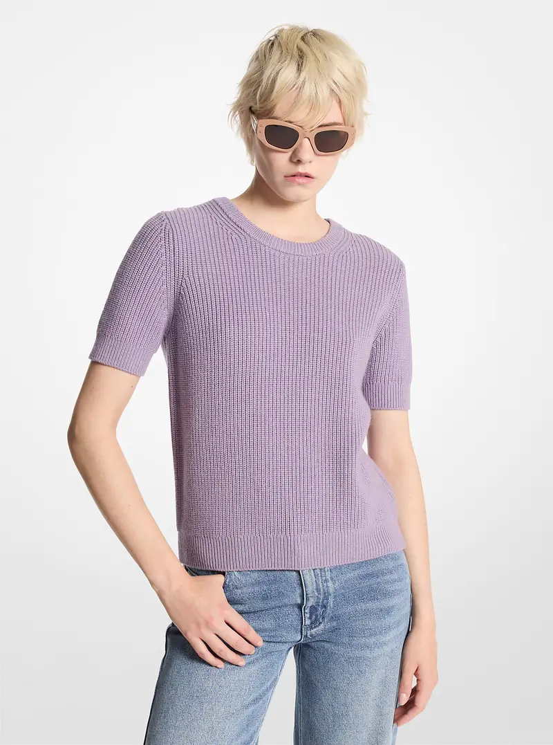 MK Pullover a maniche corte in lana - Viola - Michael Kors