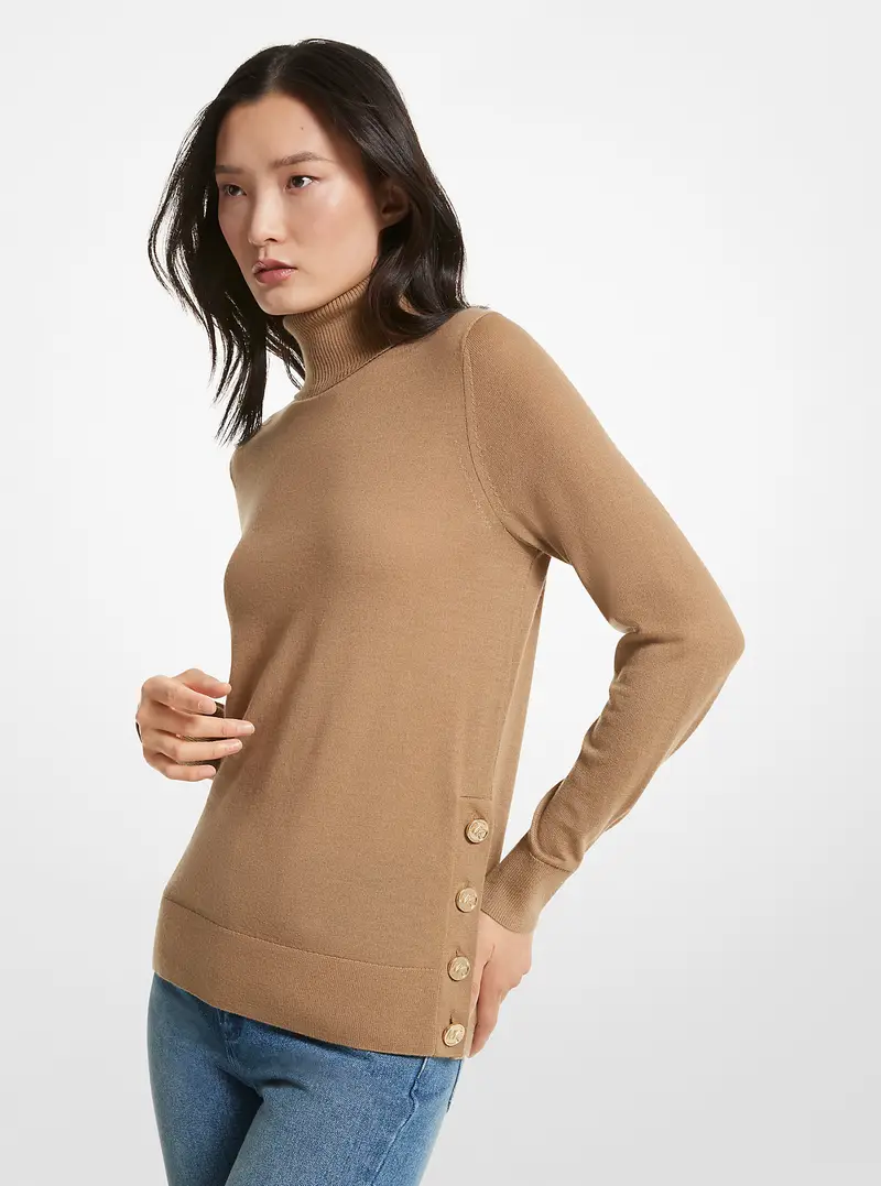 MK Pullover dolcevita in lana merino - Marrone - Michael Kors