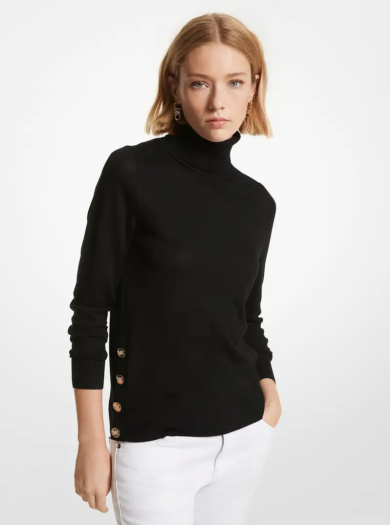 MK Pullover dolcevita in lana merino - Nero - Michael Kors