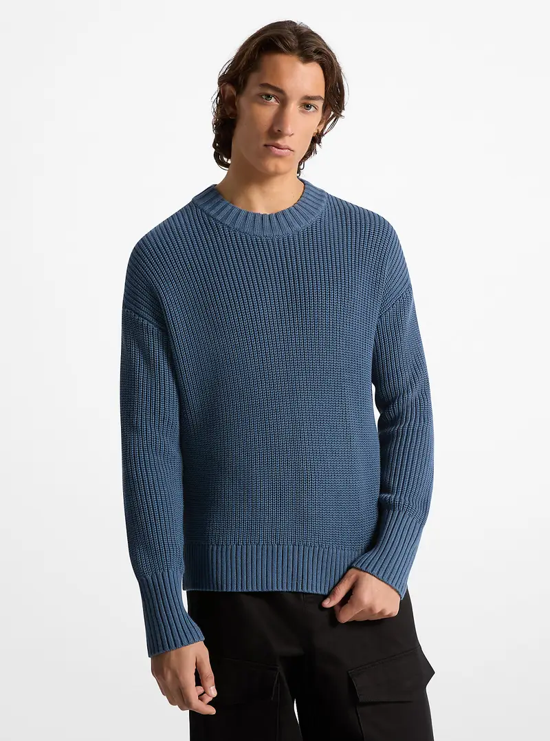 MK Pullover in cotone a coste - Blu - Michael Kors