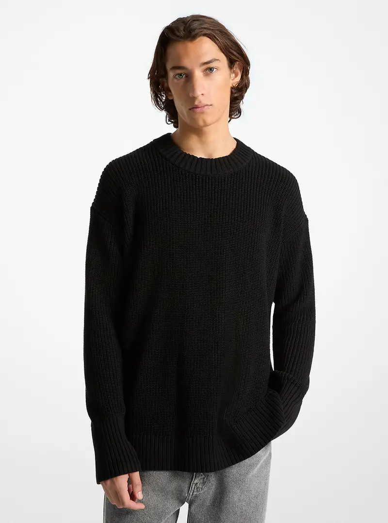MK Pullover in cotone a coste - Nero - Michael Kors
