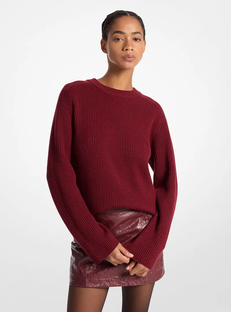 MK Pullover in lana a coste - Rosso - Michael Kors