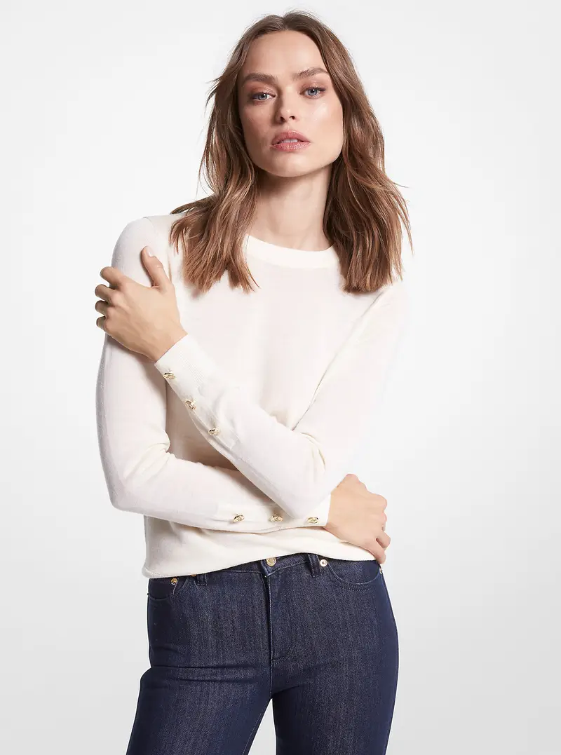 MK Pullover in misto lana merino - Naturale - Michael Kors