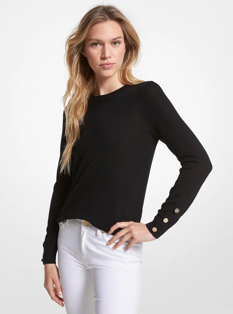 MK Pullover in misto lana merino - Nero - Michael Kors