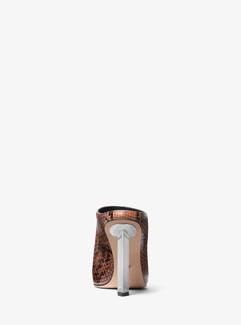 MK Sabot Halle in pelle stampa serpente - Marrone - Michael Kors miniatura 2