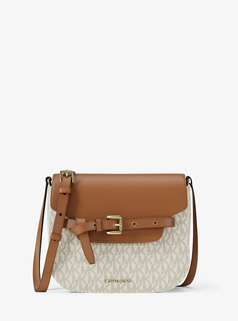 MK Saddle bag a tracolla Emilia piccola con logo - Naturale - Michael Kors