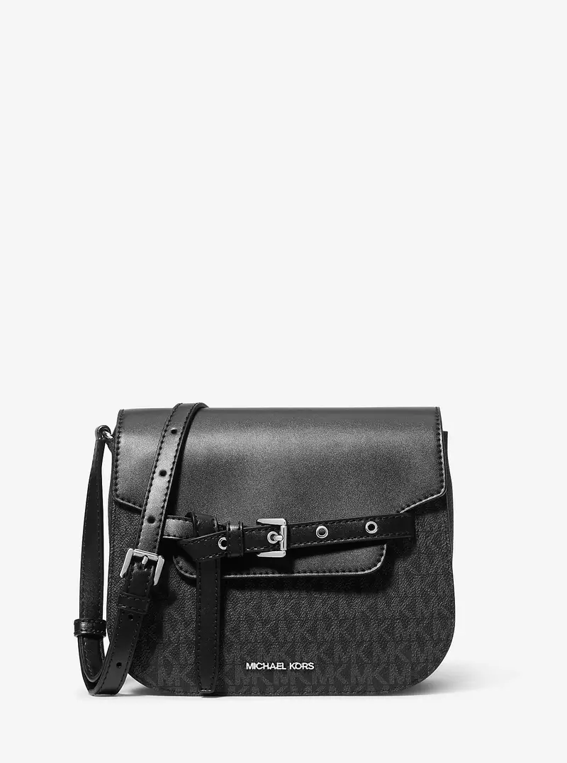 MK Saddle bag a tracolla Emilia piccola con logo - Nero - Michael Kors