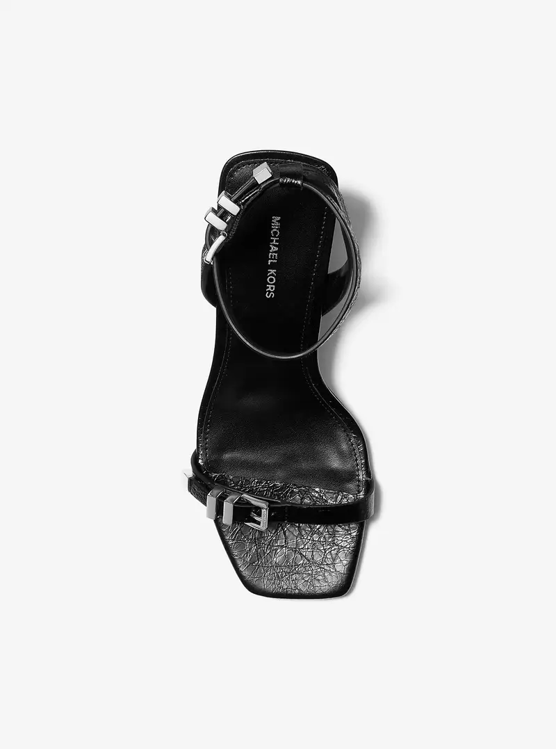 MK Sandalo Darrington in pelle craquelé - Nero - Michael Kors miniatura 3