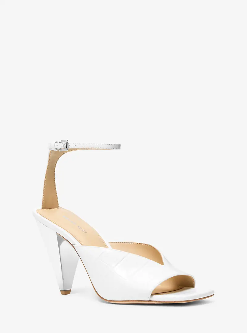 MK Sandalo Electra in pelle stampa coccodrillo - Bianco - Michael Kors