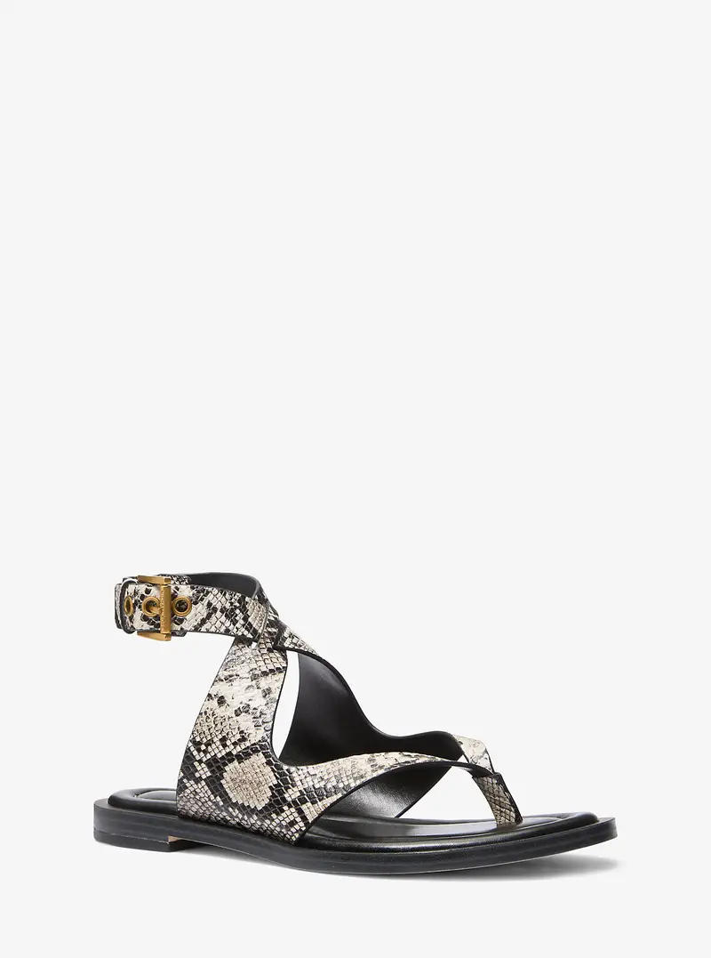 MK Sandalo Irene in pelle stampa serpente - Naturale - Michael Kors
