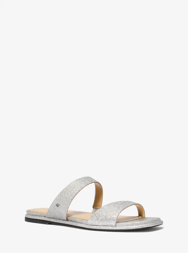 MK Sandalo Jaida in pelle con glitter - Argento - Michael Kors