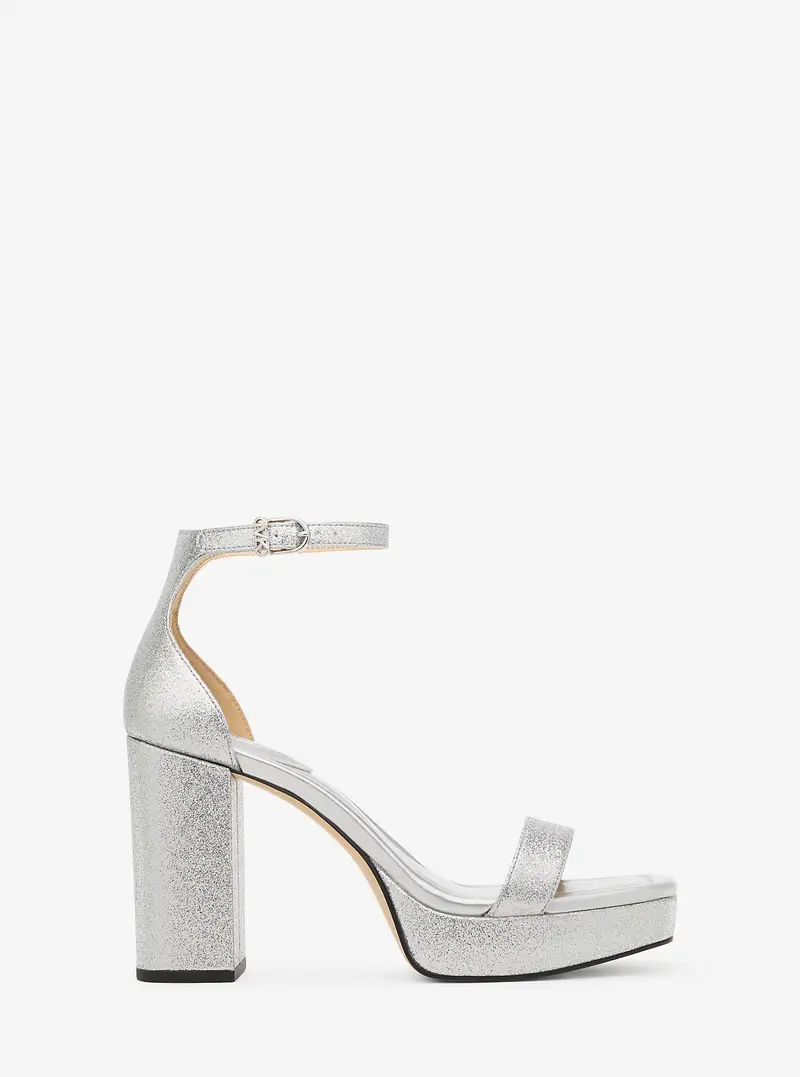 MK Sandalo Merriam in pelle con plateau e glitter - Argento - Michael Kors miniatura 2