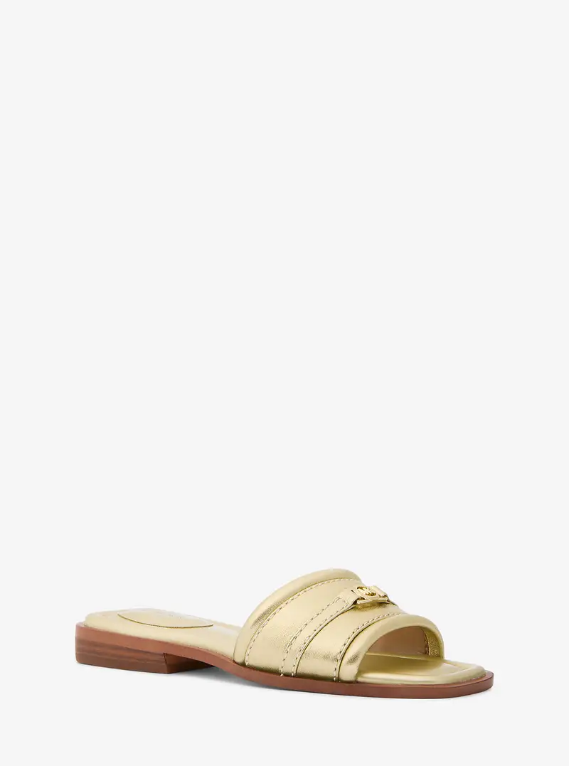 MK Sandalo slide Mandy in pelle metallizzata - Oro - Michael Kors