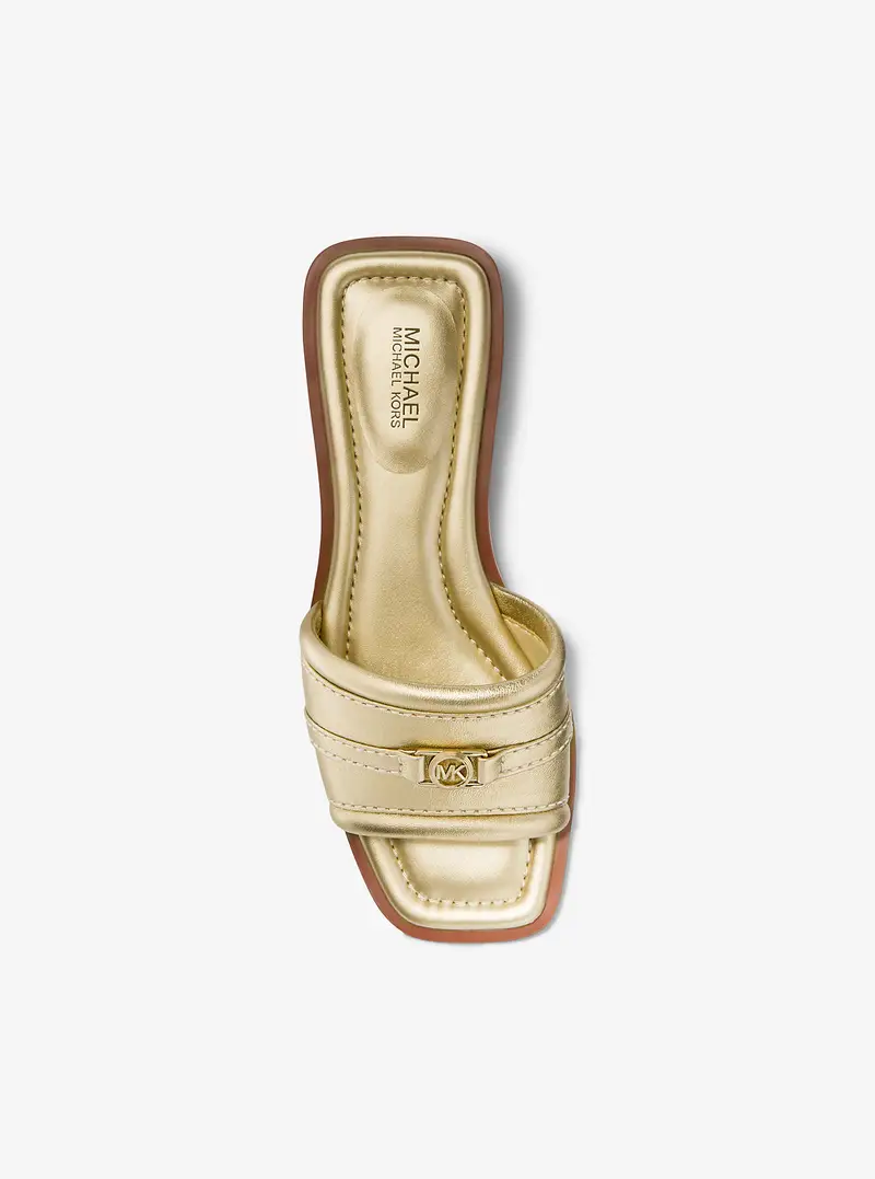 MK Sandalo slide Mandy in pelle metallizzata - Oro - Michael Kors miniatura 2