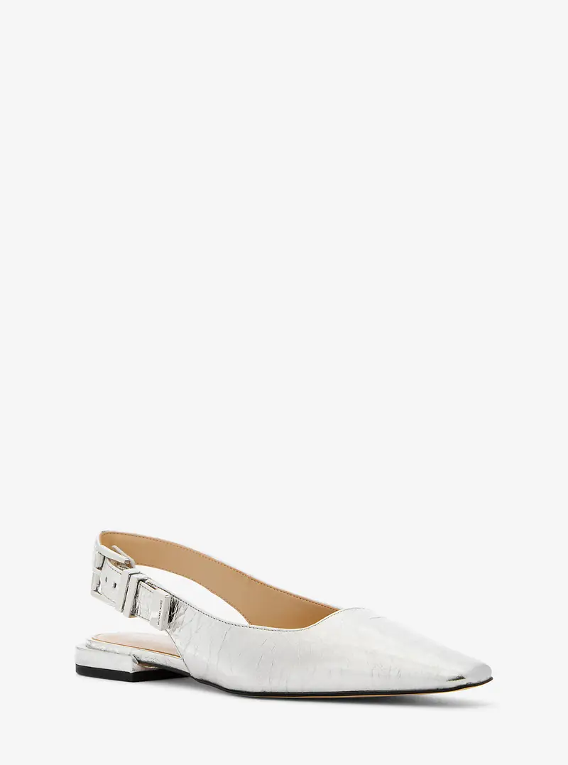 MK Scarpa bassa Darrington in pelle craquelé metallizzata - Argento - Michael Kors