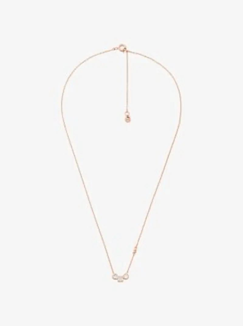 MK Set orecchini a bottone e collana in zirconia cubica con placcatura in metallo prezioso - Oro Rosa - Michael Kors miniatura 2