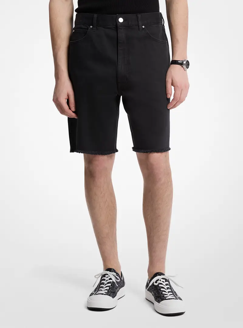 MK Shorts in denim con orlo sfrangiato - Nero - Michael Kors