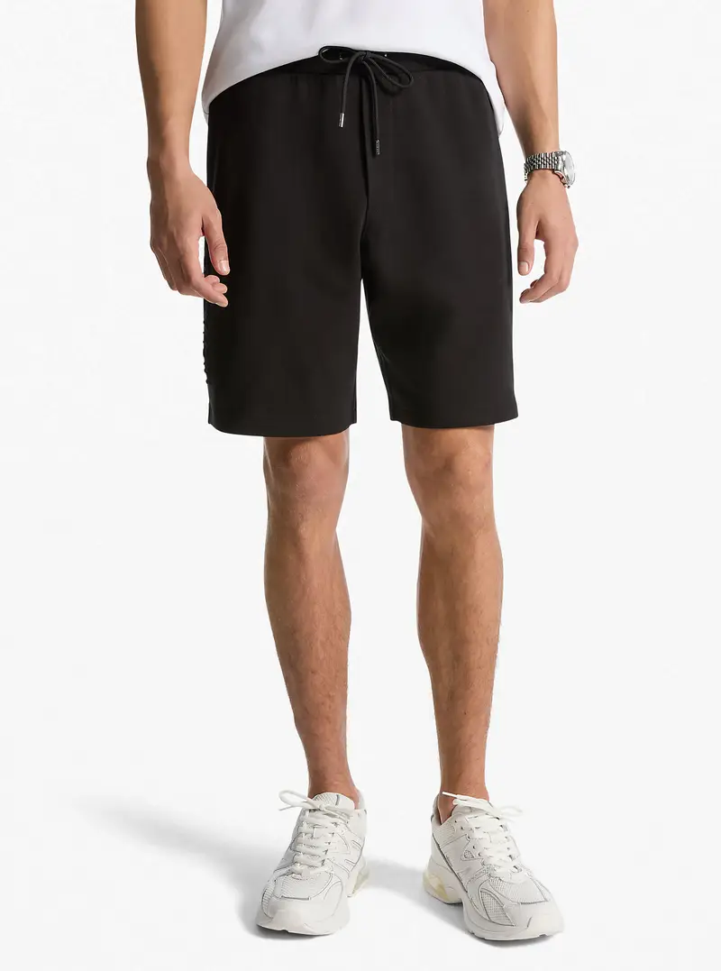 MK Shorts in misto cotone con logo in rilievo - Nero - Michael Kors
