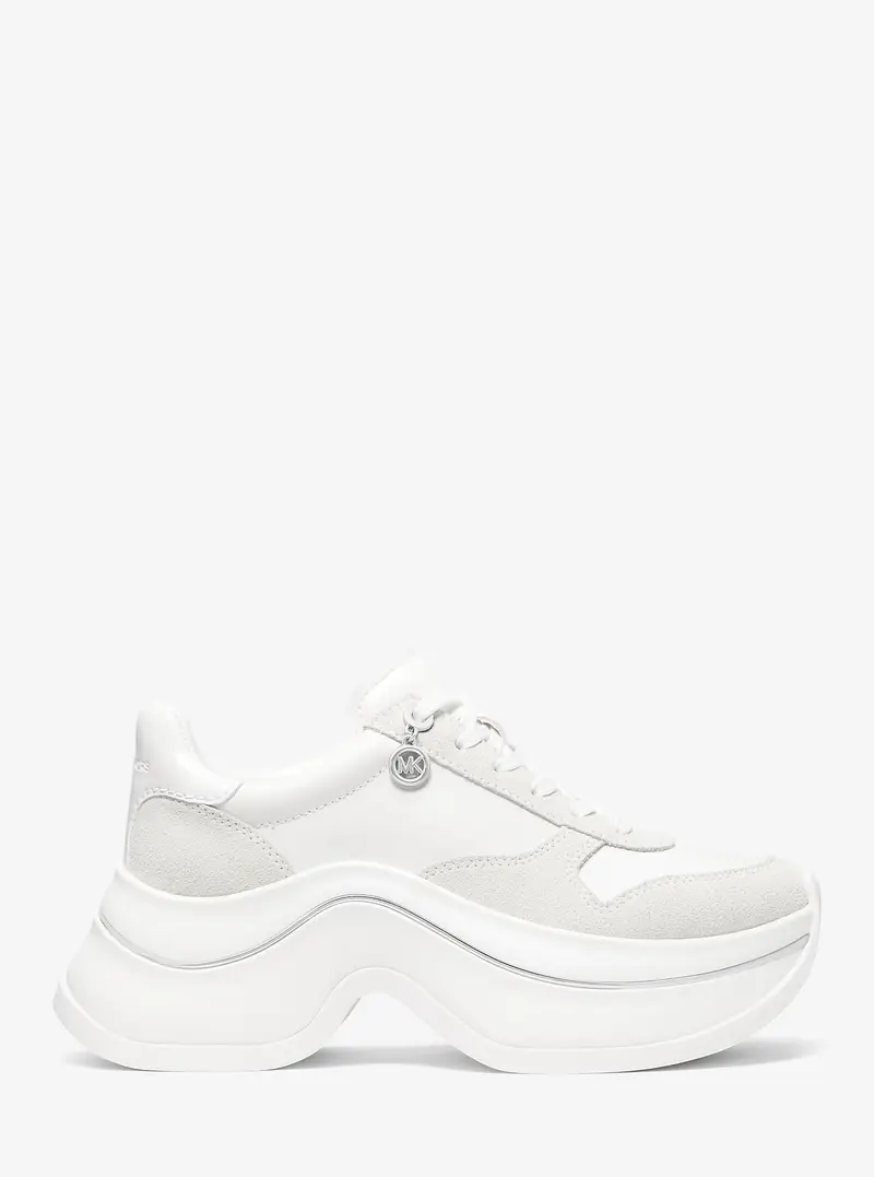 MK Sneaker Arla in pelle e pelle scamosciata - Bianco - Michael Kors miniatura 2