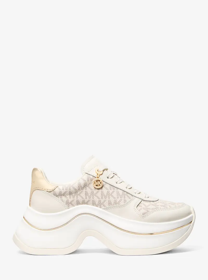 MK Sneaker Arla in pelle e pelle scamosciata - Naturale - Michael Kors miniatura 2