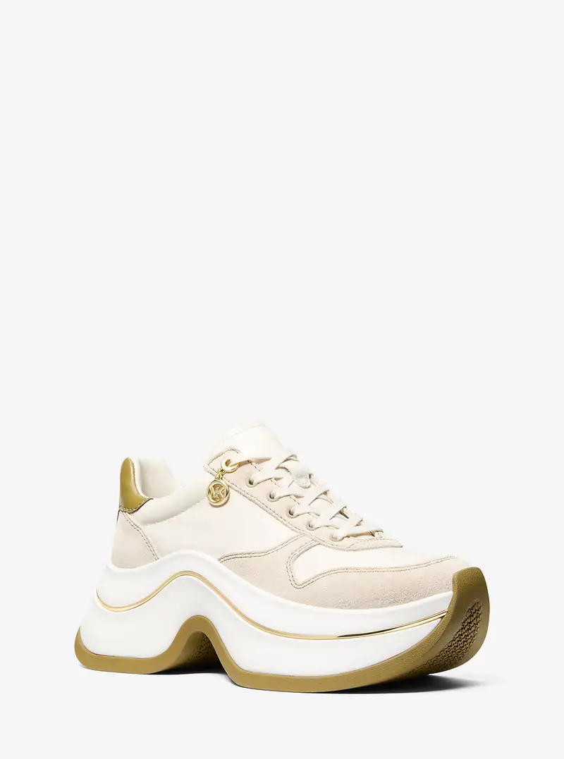 MK Sneaker Arla in pelle e pelle scamosciata - Verde - Michael Kors