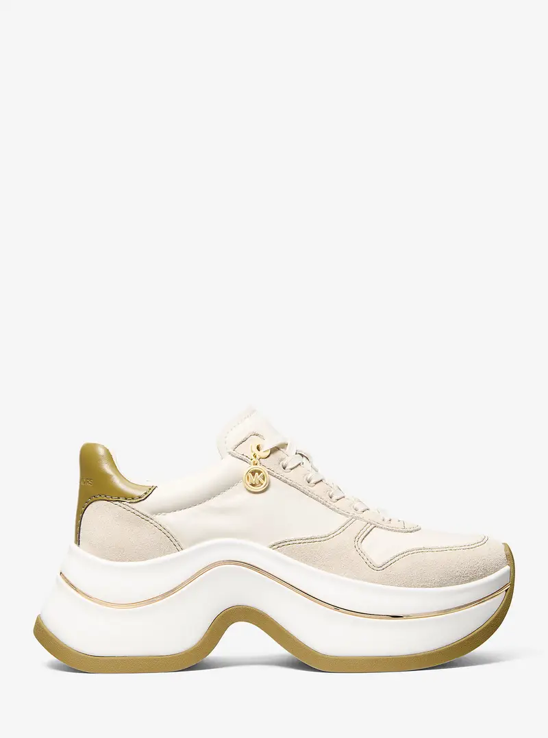 MK Sneaker Arla in pelle e pelle scamosciata - Verde - Michael Kors miniatura 2