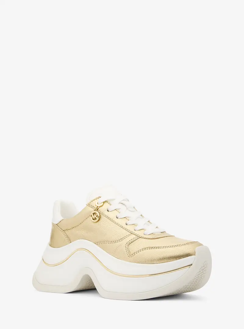 MK Sneaker Arla in pelle metallizzata - Oro - Michael Kors