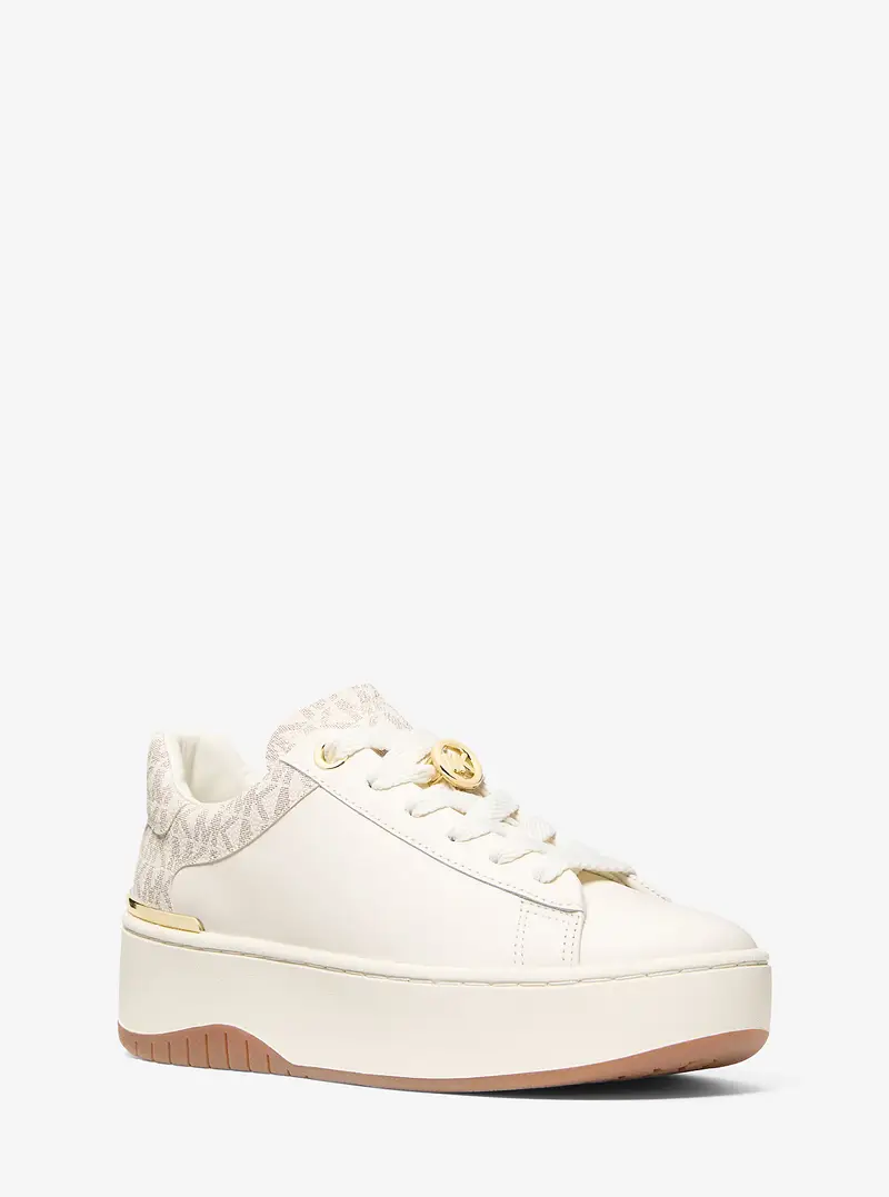 MK Sneaker Dottie in pelle con logo - Naturale - Michael Kors
