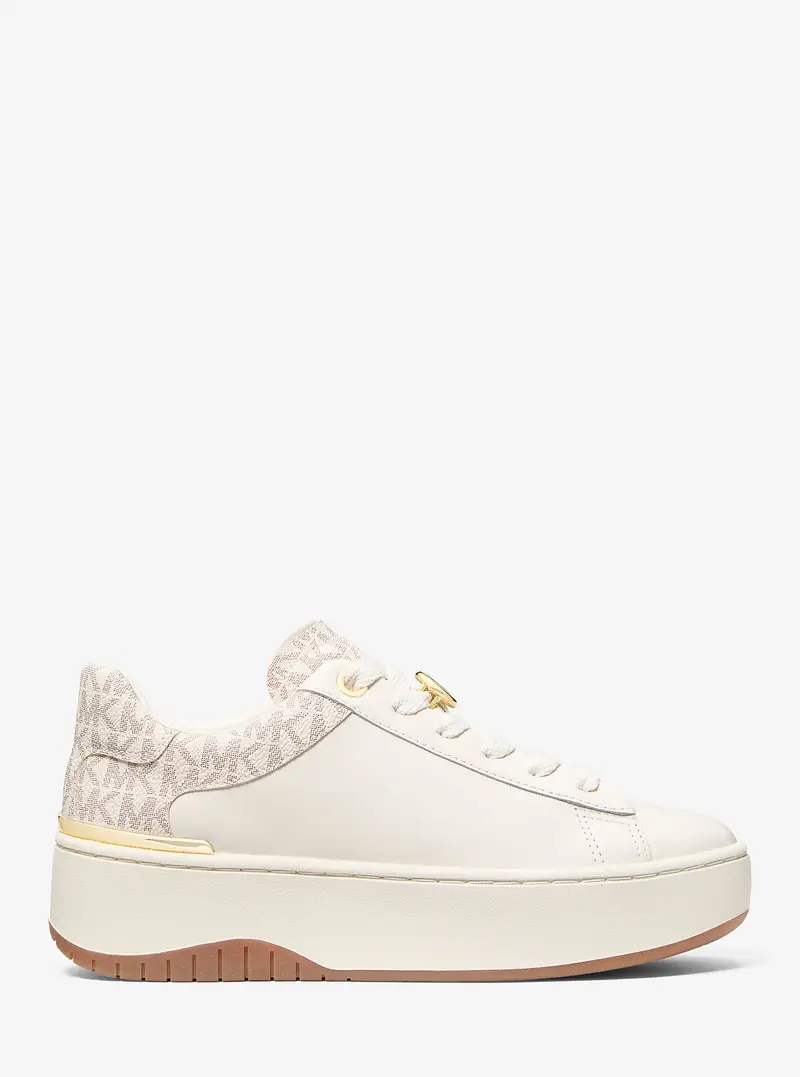 MK Sneaker Dottie in pelle con logo - Naturale - Michael Kors miniatura 3
