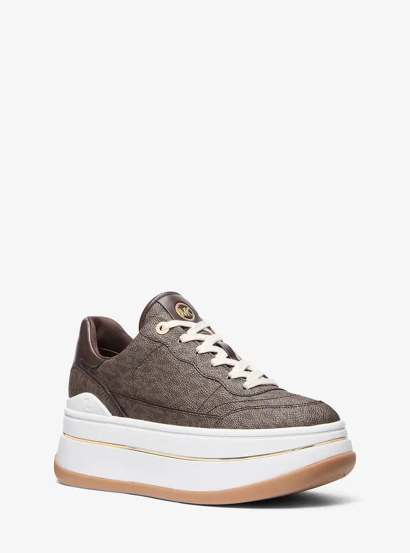 MK Sneaker Hayes con logo e plateau - Marrone - Michael Kors miniatura 3