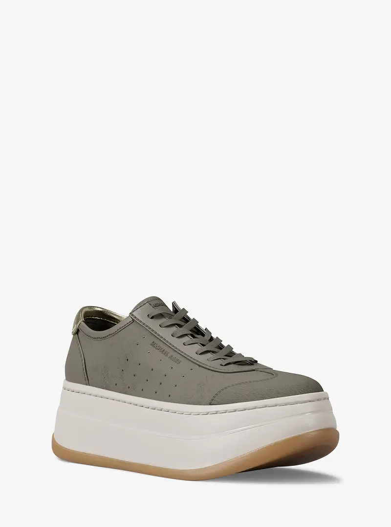 MK Sneaker Hayes in pelle con plateau - Naturale - Michael Kors