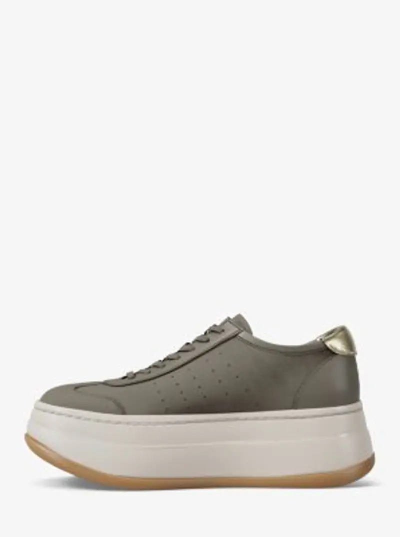 MK Sneaker Hayes in pelle con plateau - Naturale - Michael Kors miniatura 3