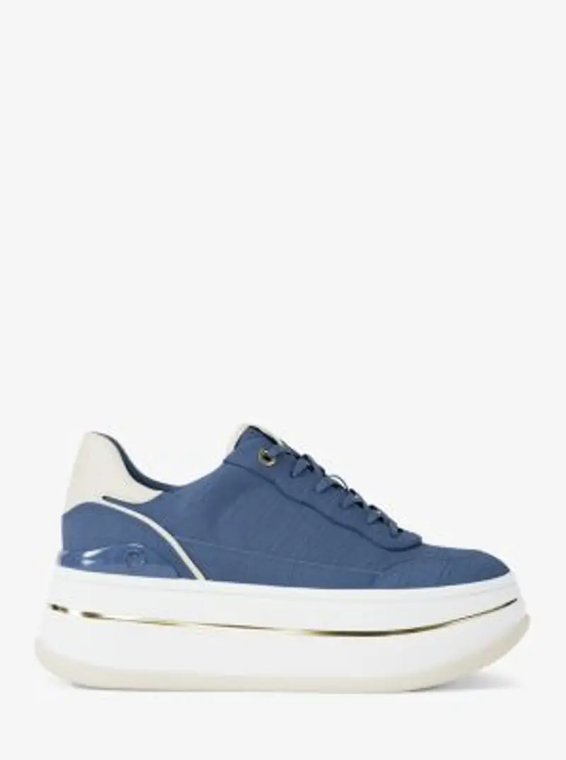MK Sneaker Hayes in pelle scamosciata stampa coccodrillo con plateau - Blu - Michael Kors miniatura 2
