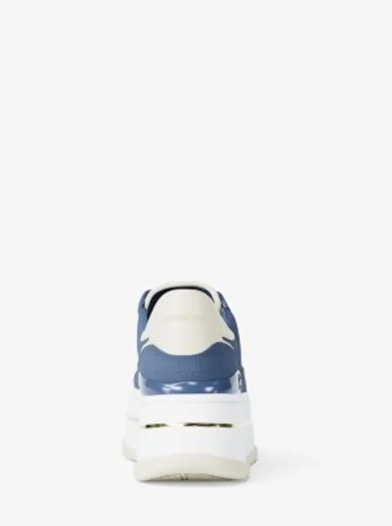 MK Sneaker Hayes in pelle scamosciata stampa coccodrillo con plateau - Blu - Michael Kors miniatura 3