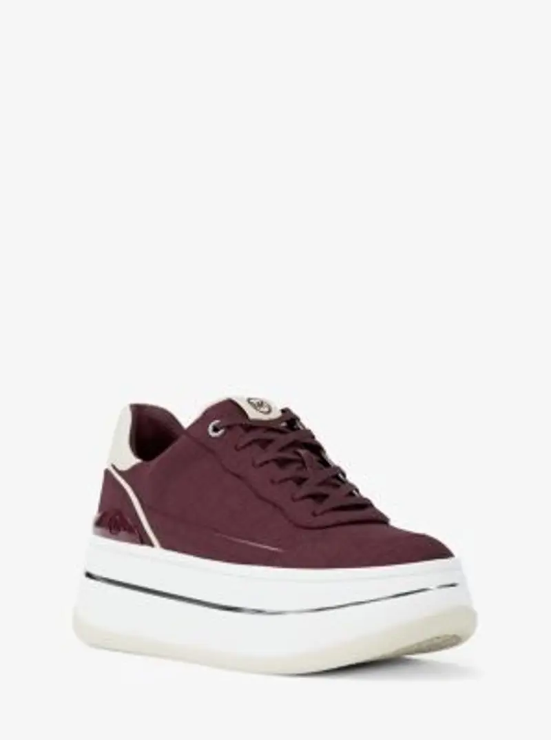 MK Sneaker Hayes in pelle scamosciata stampa coccodrillo con plateau - Rosso - Michael Kors miniatura 2