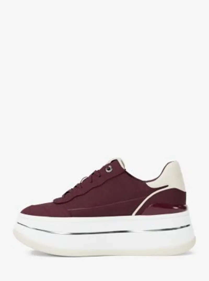 MK Sneaker Hayes in pelle scamosciata stampa coccodrillo con plateau - Rosso - Michael Kors miniatura 3