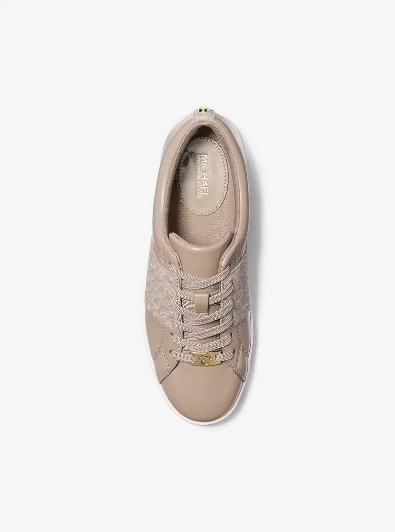 MK Sneaker Keaton con righe e stampa logo - Naturale - Michael Kors miniatura 2