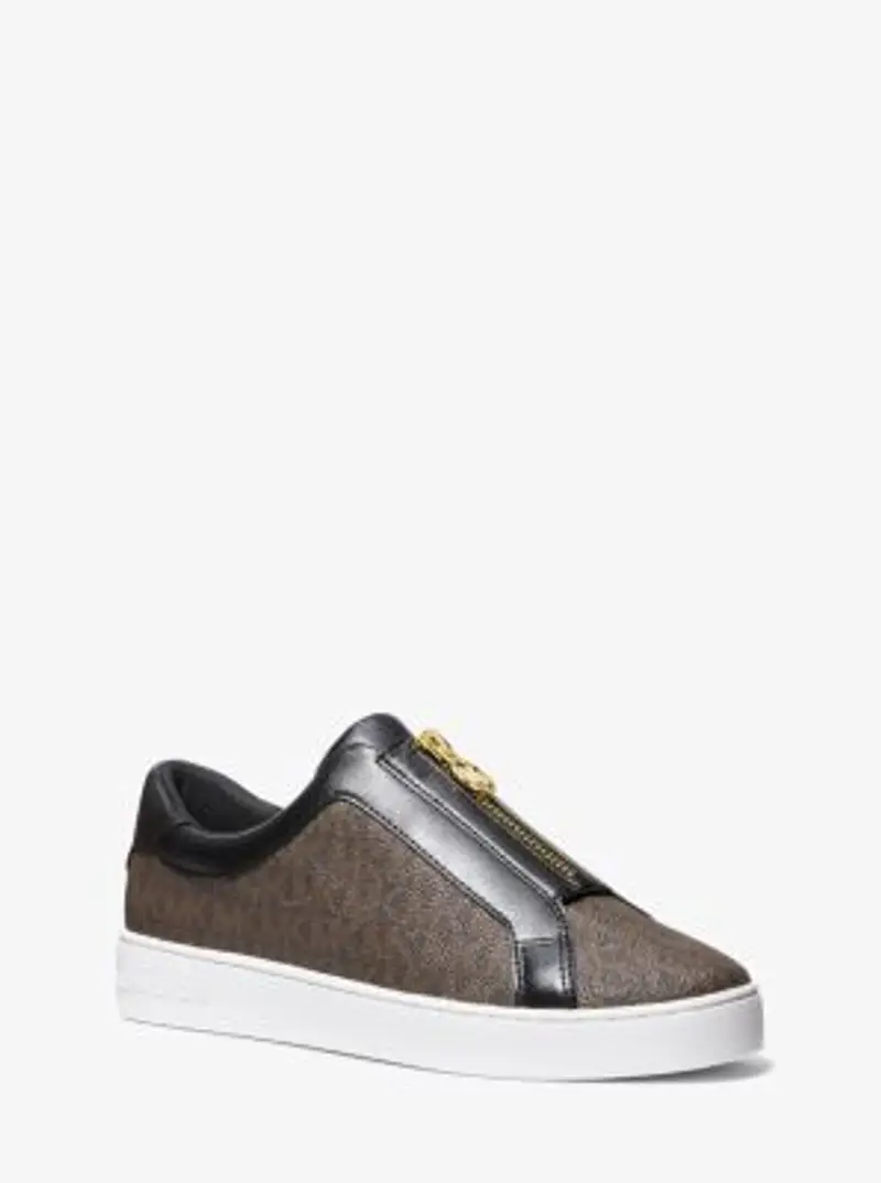 MK Sneaker Keaton con zip e logo - Marrone - Michael Kors miniatura 2