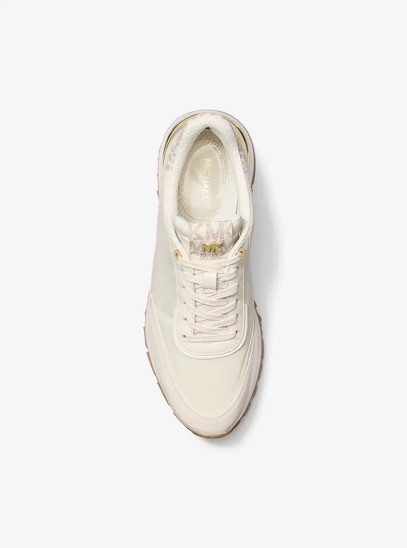 MK Sneaker Nova in pelle e nylon - Naturale - Michael Kors miniatura 3